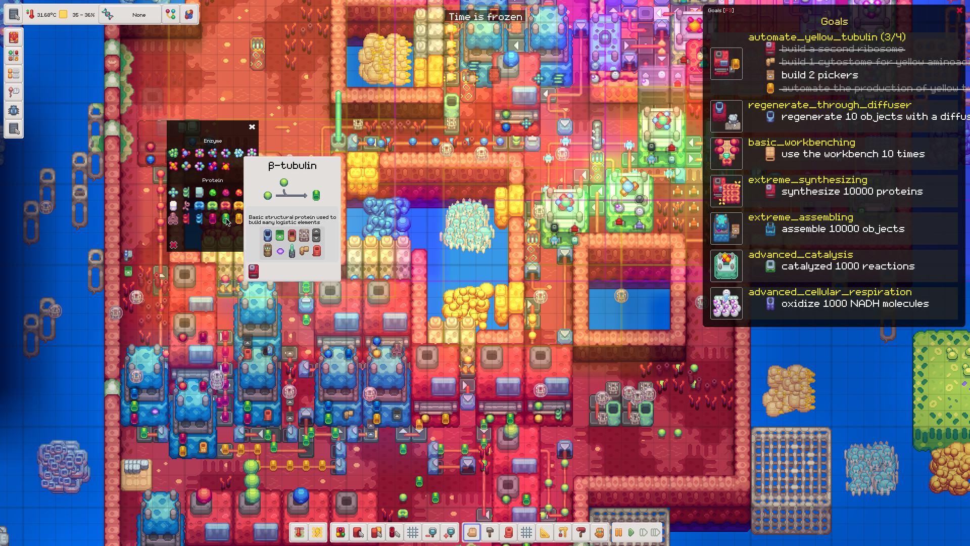 Advanced cellular factory with goals panel.