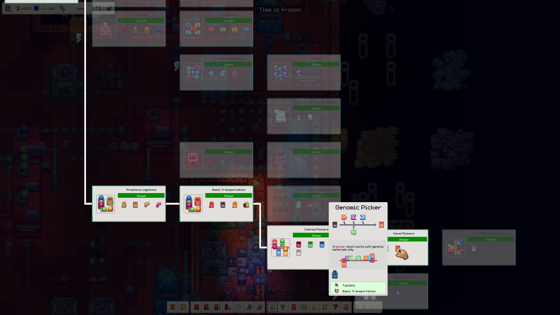 Evolution tree and unlock cards.