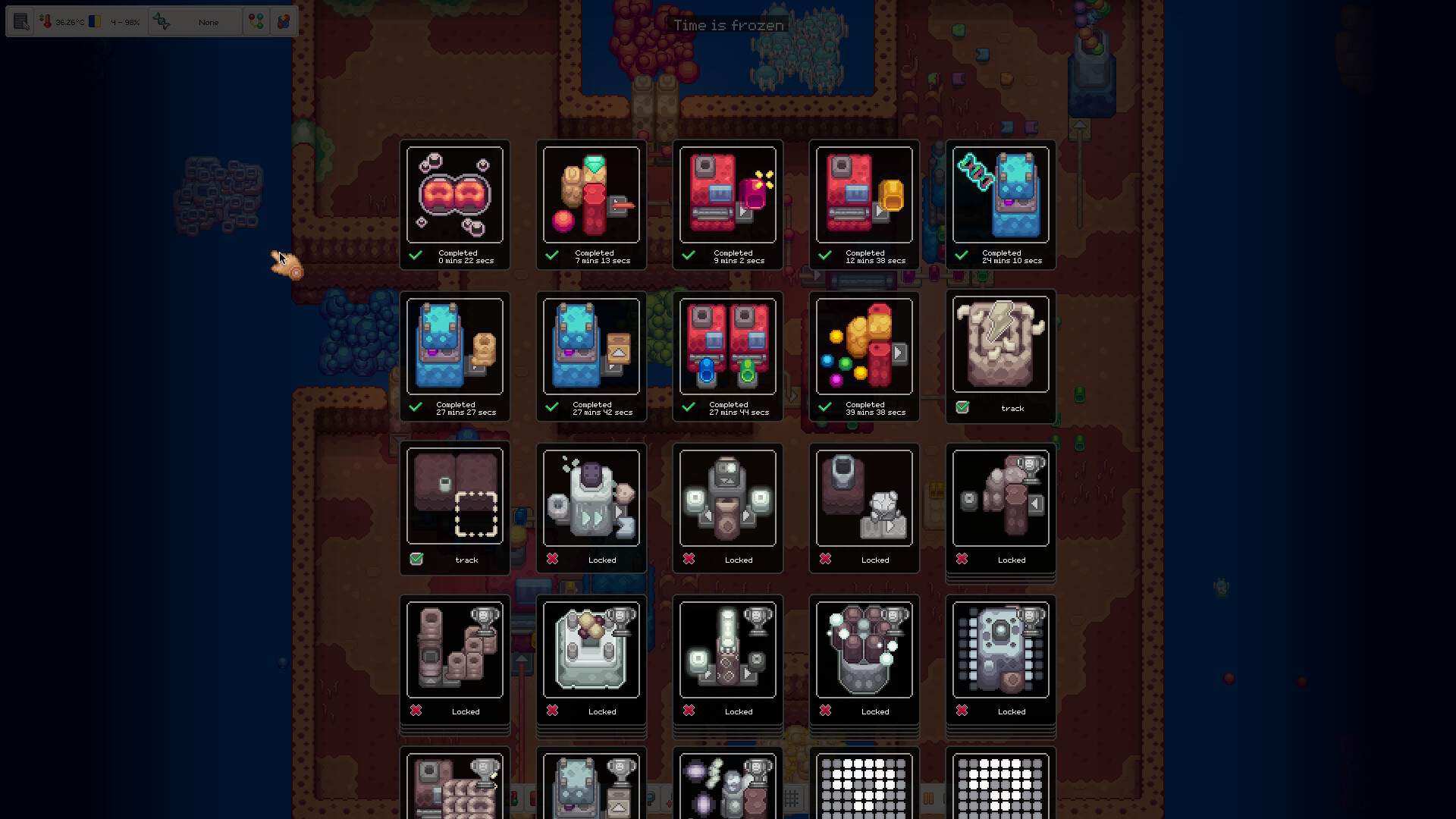 Achievements and progression cards.